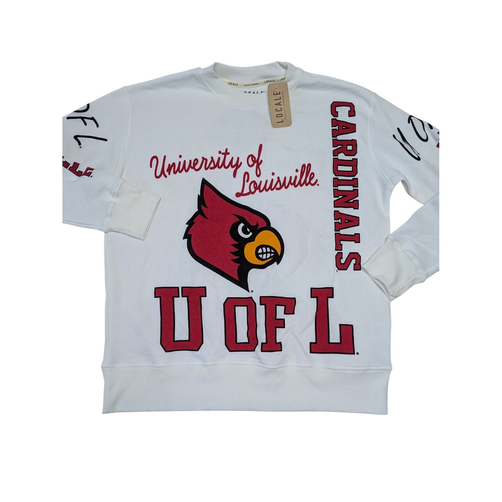 Locale University of Louisville Cardinals Graphic Sweatshirt White Womens Small